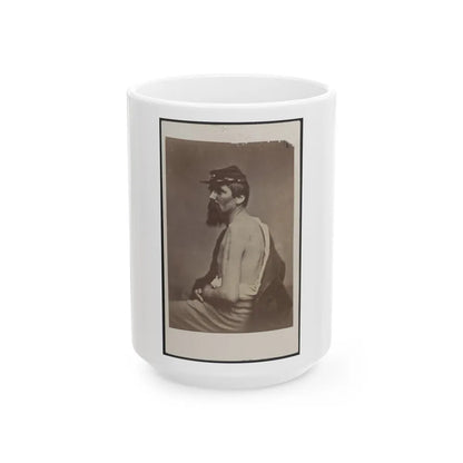 Soldier Named Ewing In Kepi Displaying A Wound To His Arm (U.S. Civil War) White Coffee Mug-15oz-Go Mug Yourself