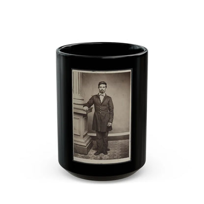 Soldier Named Garrison In Uniform Next To Column (U.S. Civil War) Black Coffee Mug-15oz-Go Mug Yourself