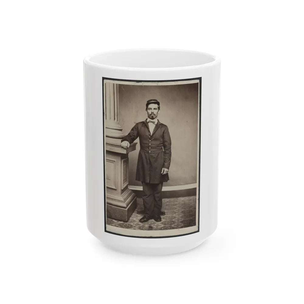 Soldier Named Garrison In Uniform Next To Column (U.S. Civil War) White Coffee Mug-15oz-Go Mug Yourself