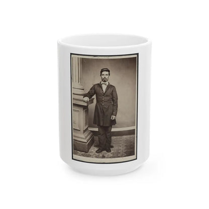 Soldier Named Garrison In Uniform Next To Column (U.S. Civil War) White Coffee Mug-15oz-Go Mug Yourself