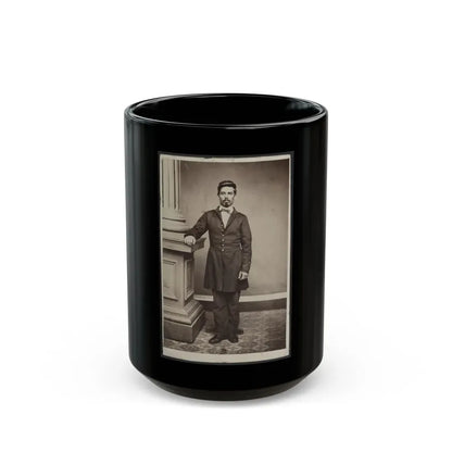 Soldier Named Garrison In Uniform Next To Column (U.S. Civil War) Black Coffee Mug 15oz - Go Mug Yourself