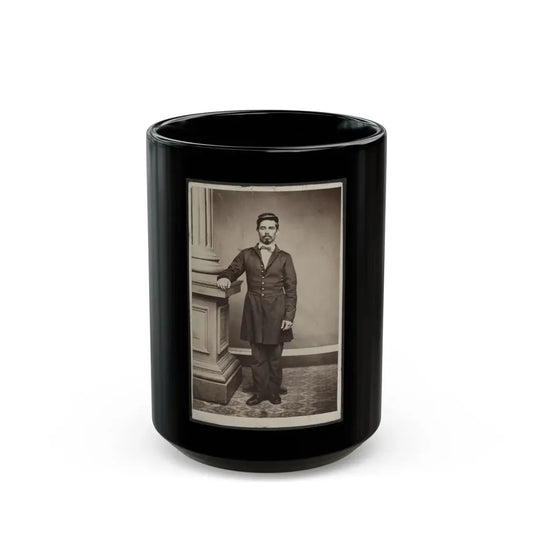 Soldier Named Garrison In Uniform Next To Column (U.S. Civil War) Black Coffee Mug 15oz - Go Mug Yourself