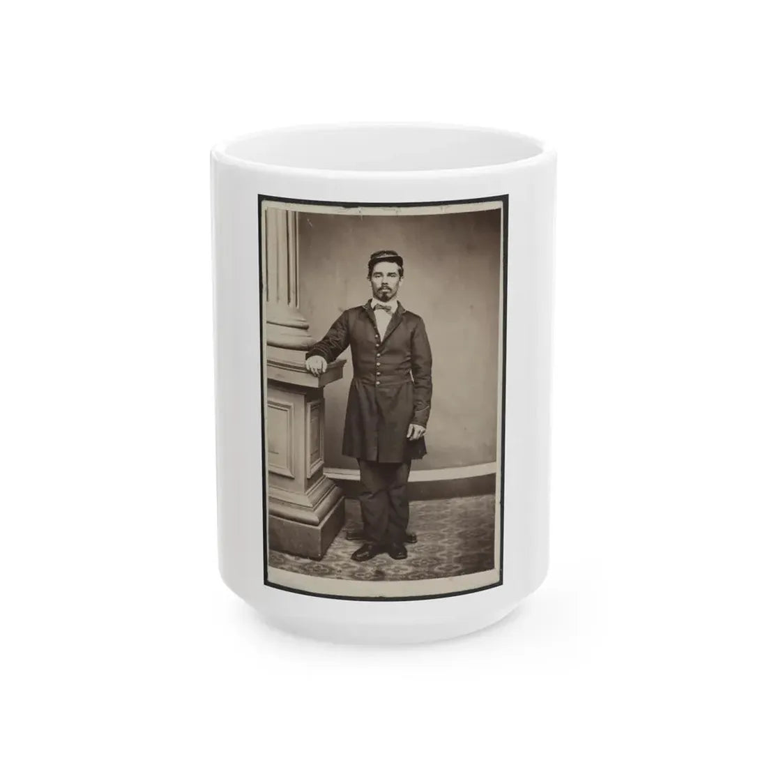 Soldier Named Garrison In Uniform Next To Column (U.S. Civil War) White Coffee Mug 15oz - Go Mug Yourself