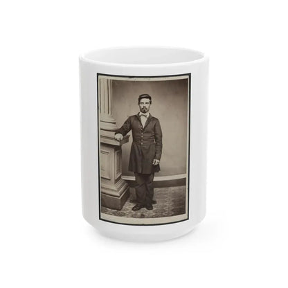 Soldier Named Garrison In Uniform Next To Column (U.S. Civil War) White Coffee Mug 15oz - Go Mug Yourself