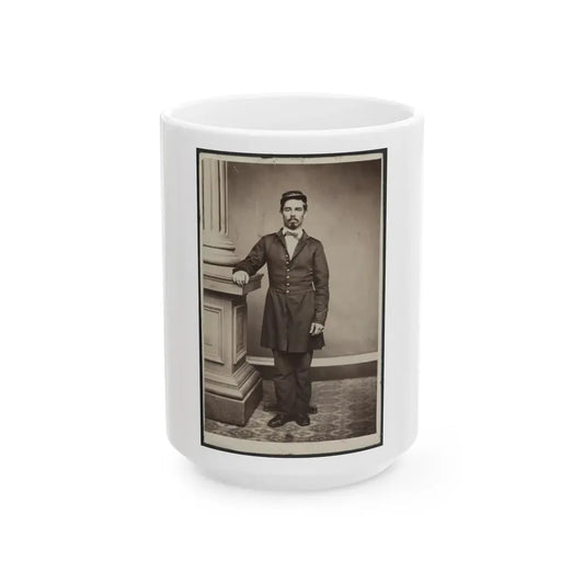 Soldier Named Garrison In Uniform Next To Column (U.S. Civil War) White Coffee Mug 15oz - Go Mug Yourself