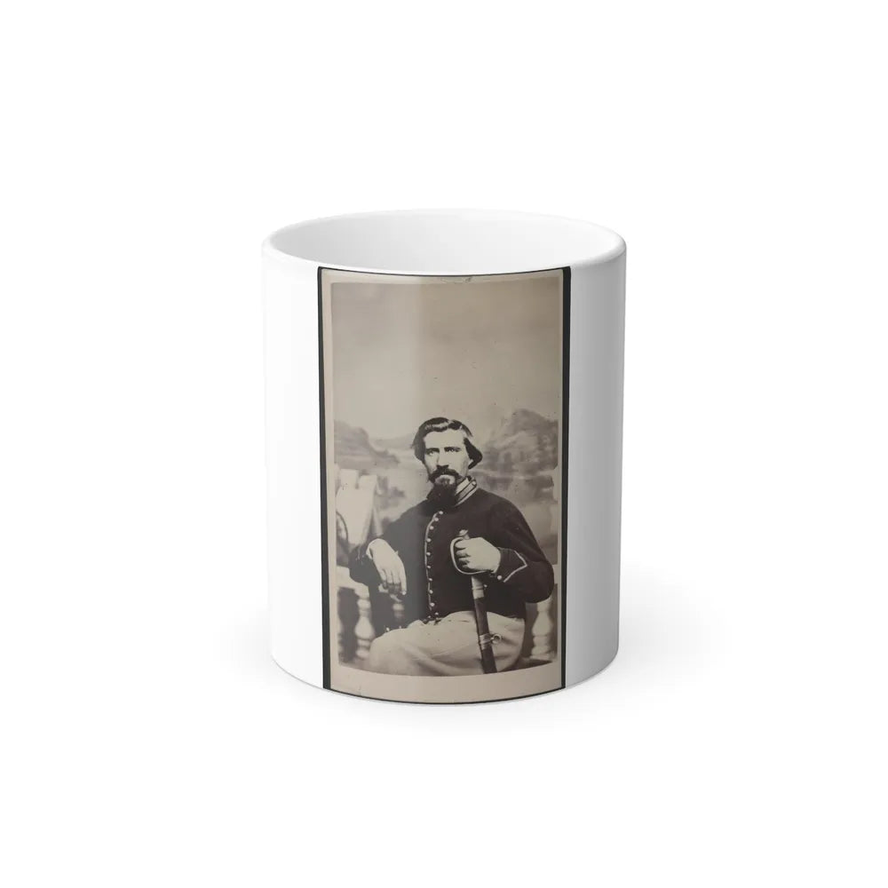 Soldier Named Halsey in Union Uniform With Sword in Front of Painted Backdrop (U.S. Civil War) Color Changing Coffee Mug 11oz-11oz-Go Mug Yourself