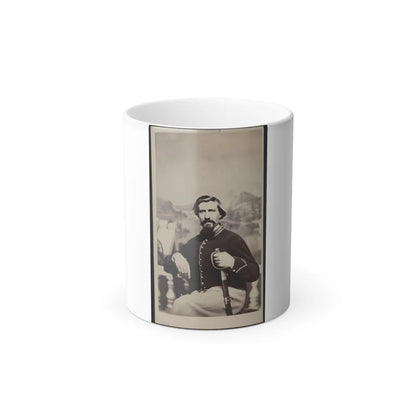 Soldier Named Halsey in Union Uniform With Sword in Front of Painted Backdrop (U.S. Civil War) Color Changing Coffee Mug 11oz-11oz-Go Mug Yourself