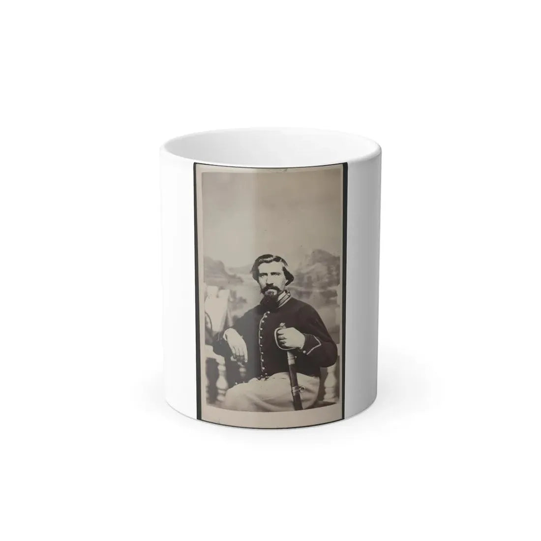 Soldier Named Halsey in Union Uniform With Sword in Front of Painted Backdrop (U.S. Civil War) Color Changing Coffee Mug 11oz Default Title 11oz - Go Mug Yourself