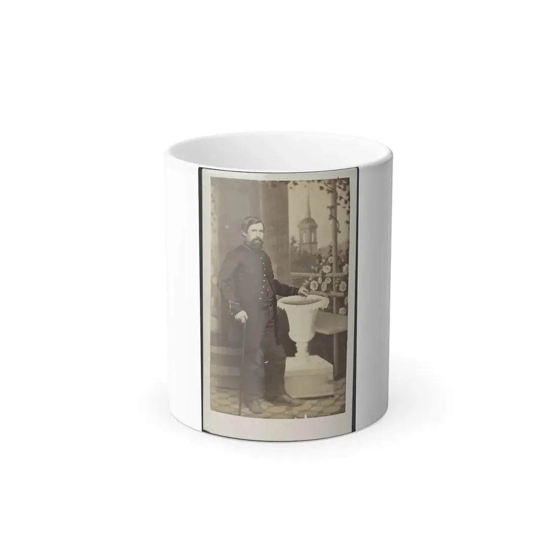 Soldier Named Russell in Uniform With Cane and Prop in Front of Painted Backdrop (U.S. Civil War) Color Changing Coffee Mug 11oz Default Title 11oz - Go Mug Yourself