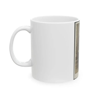 Soldier Named Russell In Uniform With Cane And Prop In Front Of Painted Backdrop (U.S. Civil War) White Coffee Mug - Go Mug Yourself
