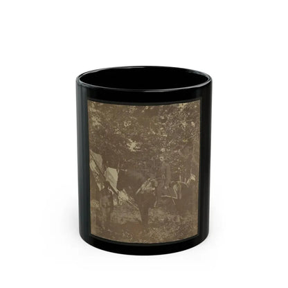 Soldier On Horseback With African American Servant (U.S. Civil War) Black Coffee Mug 11oz - Go Mug Yourself