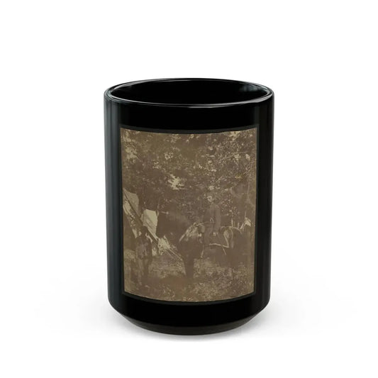 Soldier On Horseback With African American Servant (U.S. Civil War) Black Coffee Mug 15oz - Go Mug Yourself
