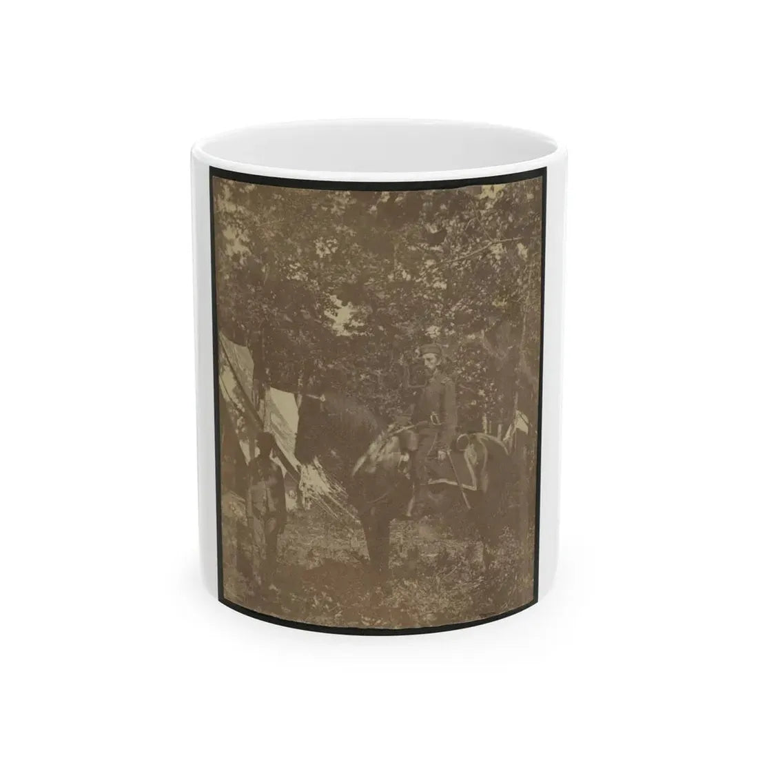 Soldier On Horseback With African American Servant (U.S. Civil War) White Coffee Mug 11oz - Go Mug Yourself