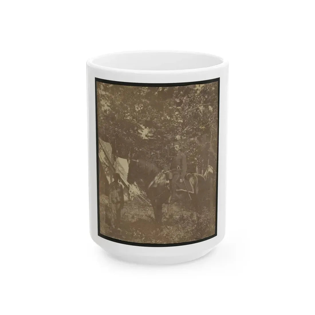 Soldier On Horseback With African American Servant (U.S. Civil War) White Coffee Mug 15oz - Go Mug Yourself