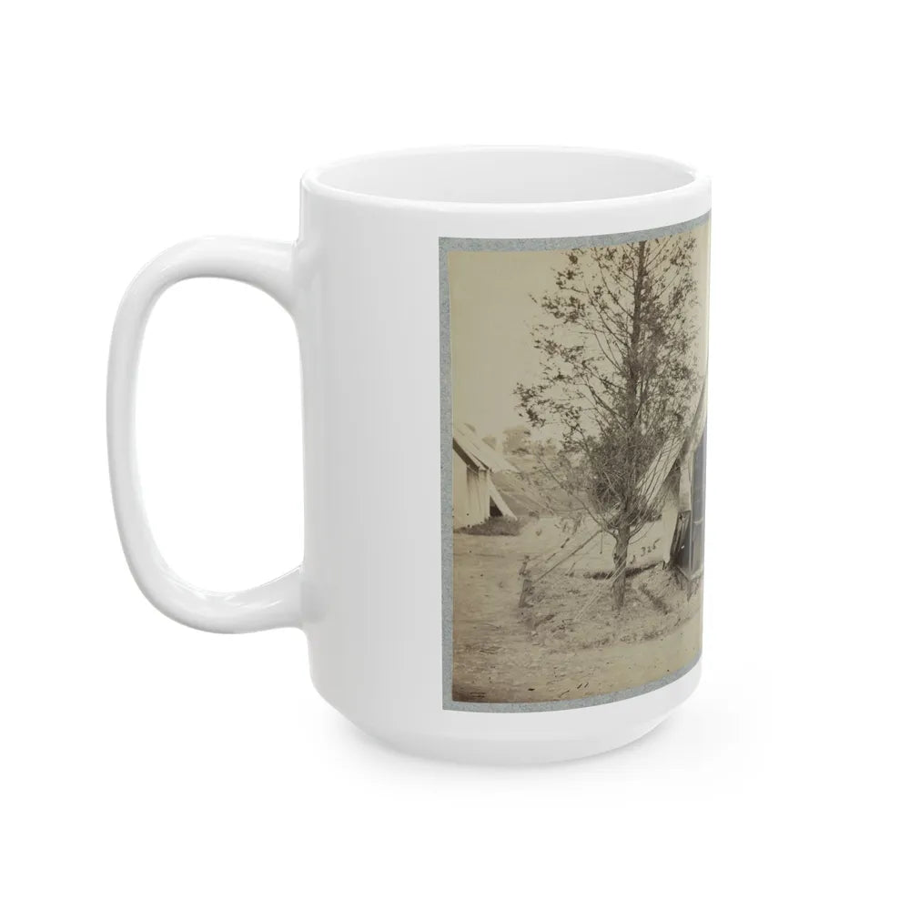 Soldier Sitting Inside His Tent (U.S. Civil War) White Coffee Mug-Go Mug Yourself