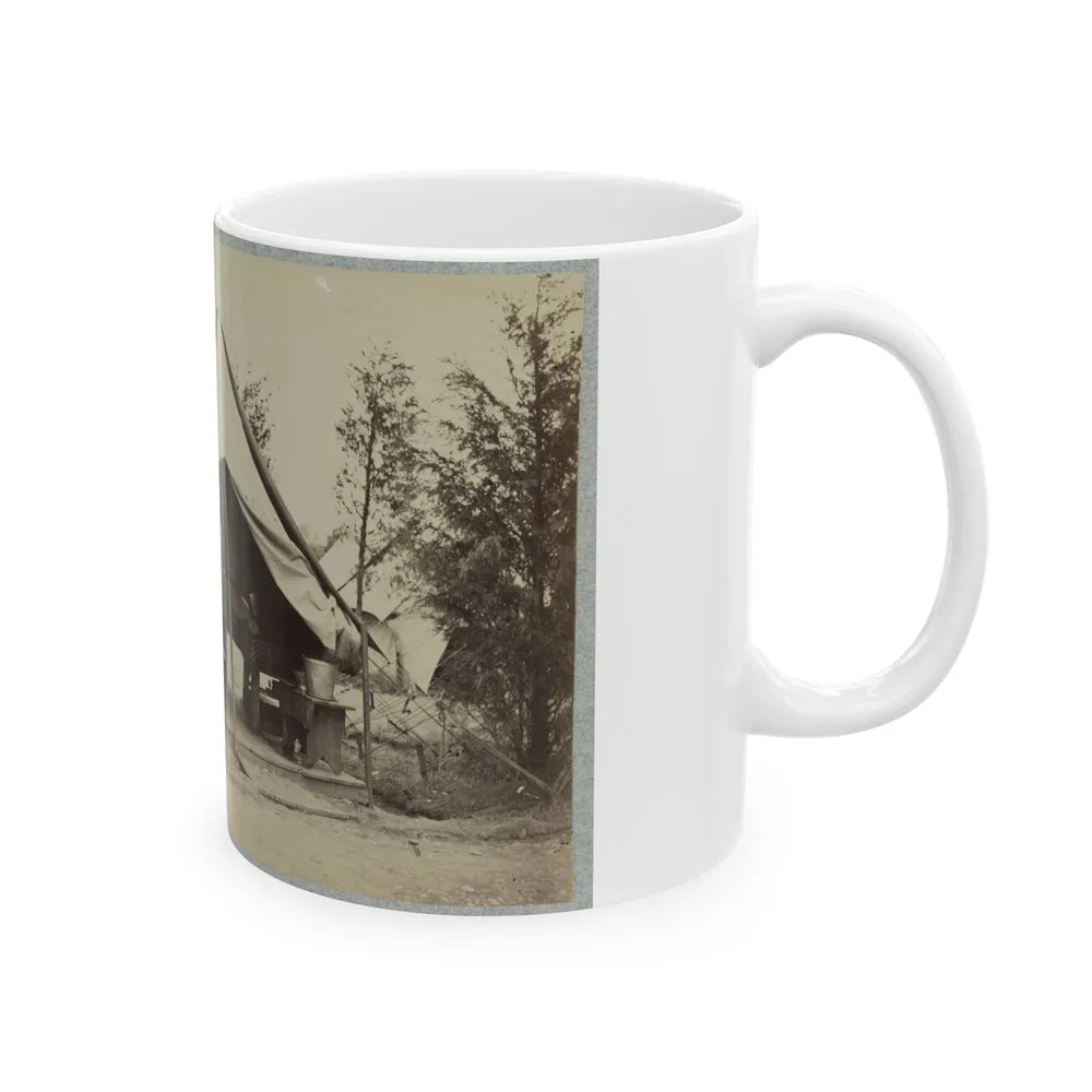 Soldier Sitting Inside His Tent (U.S. Civil War) White Coffee Mug-Go Mug Yourself