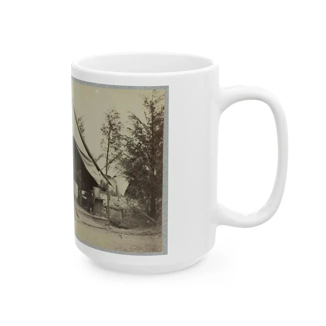 Soldier Sitting Inside His Tent (U.S. Civil War) White Coffee Mug - Go Mug Yourself