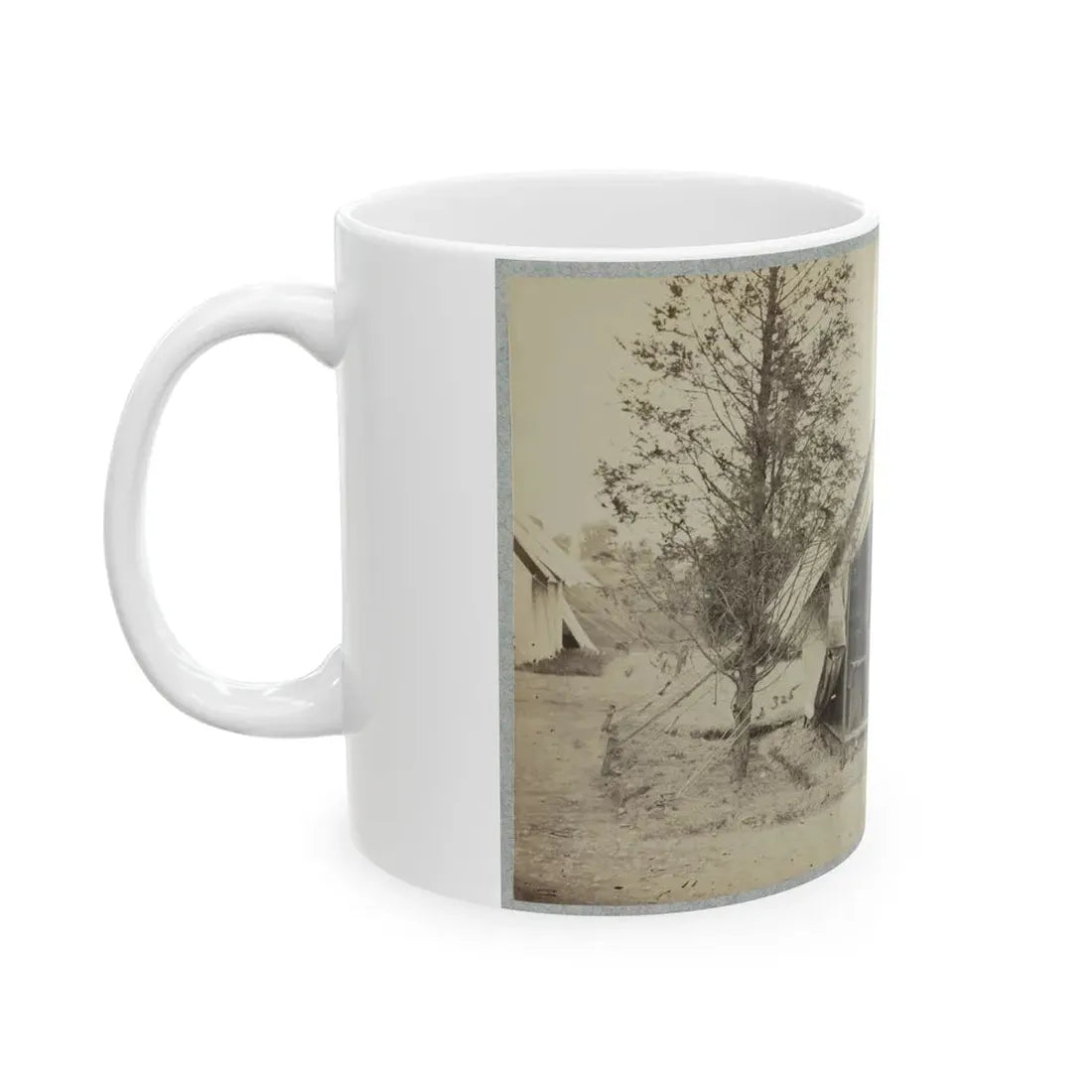 Soldier Sitting Inside His Tent (U.S. Civil War) White Coffee Mug - Go Mug Yourself