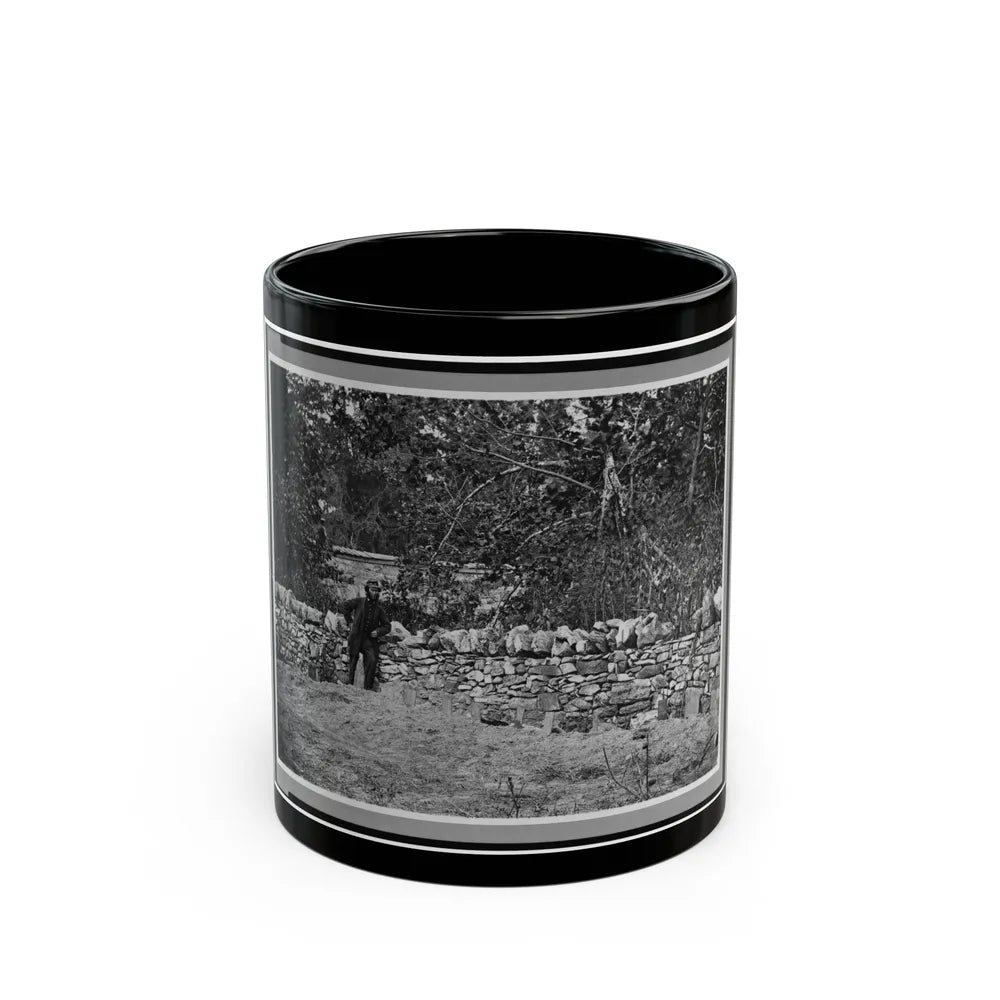 Soldier Standing At Graves Of Federal Soldiers, Along Stone Fence, At Burnside Bridge, Antietam, Maryland (U.S. Civil War) Black Coffee Mug-11oz-Go Mug Yourself