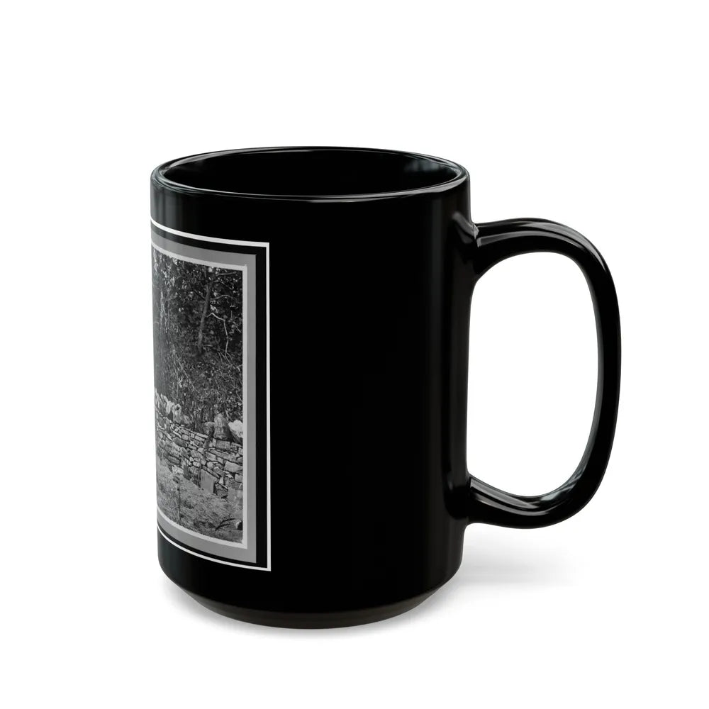 Soldier Standing At Graves Of Federal Soldiers, Along Stone Fence, At Burnside Bridge, Antietam, Maryland (U.S. Civil War) Black Coffee Mug-Go Mug Yourself