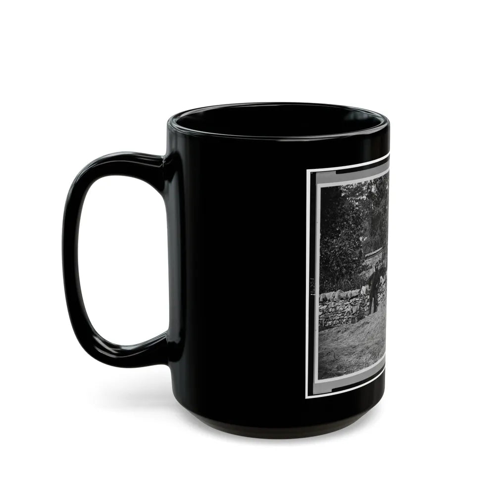 Soldier Standing At Graves Of Federal Soldiers, Along Stone Fence, At Burnside Bridge, Antietam, Maryland (U.S. Civil War) Black Coffee Mug-Go Mug Yourself