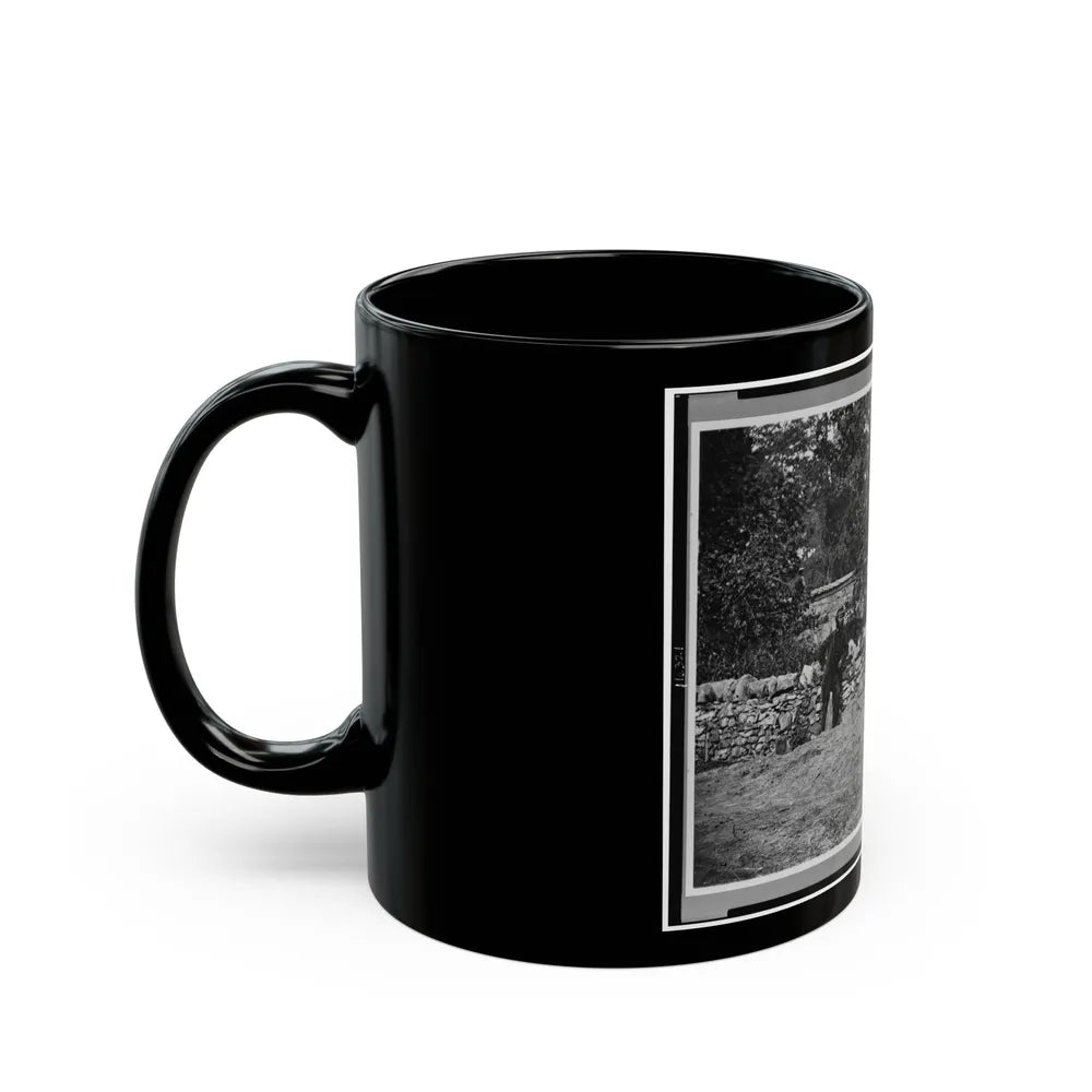 Soldier Standing At Graves Of Federal Soldiers, Along Stone Fence, At Burnside Bridge, Antietam, Maryland (U.S. Civil War) Black Coffee Mug-Go Mug Yourself