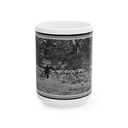 Soldier Standing At Graves Of Federal Soldiers, Along Stone Fence, At Burnside Bridge, Antietam, Maryland (U.S. Civil War) White Coffee Mug-15oz-Go Mug Yourself