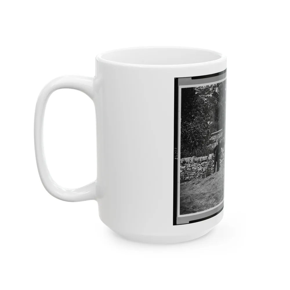 Soldier Standing At Graves Of Federal Soldiers, Along Stone Fence, At Burnside Bridge, Antietam, Maryland (U.S. Civil War) White Coffee Mug-Go Mug Yourself