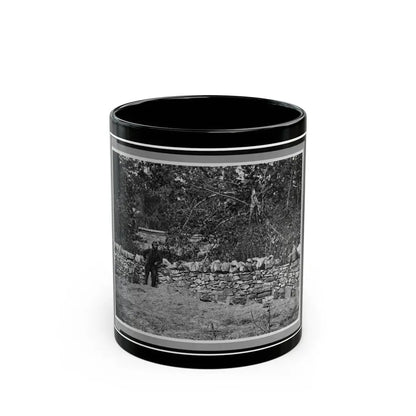 Soldier Standing At Graves Of Federal Soldiers, Along Stone Fence, At Burnside Bridge, Antietam, Maryland (U.S. Civil War) Black Coffee Mug 11oz - Go Mug Yourself