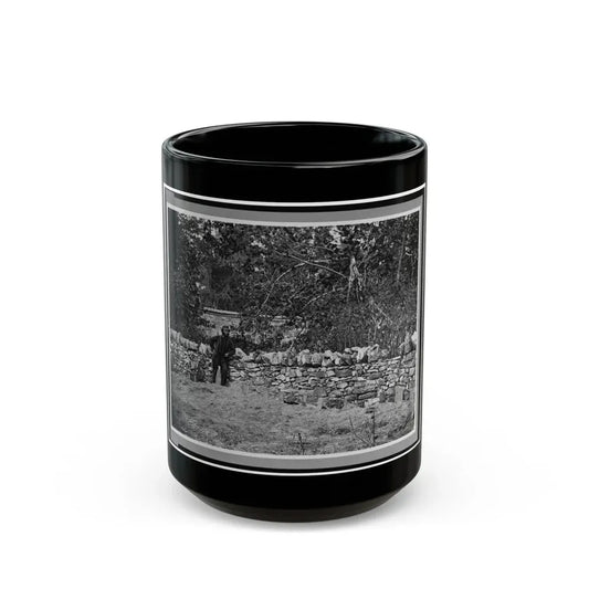 Soldier Standing At Graves Of Federal Soldiers, Along Stone Fence, At Burnside Bridge, Antietam, Maryland (U.S. Civil War) Black Coffee Mug 15oz - Go Mug Yourself
