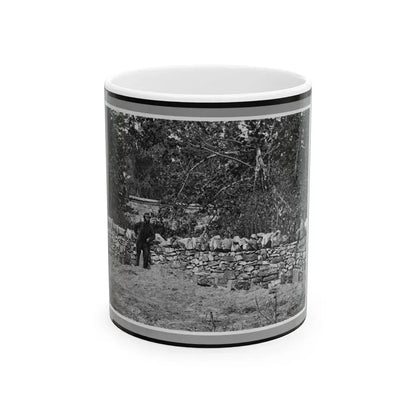Soldier Standing At Graves Of Federal Soldiers, Along Stone Fence, At Burnside Bridge, Antietam, Maryland (U.S. Civil War) White Coffee Mug 11oz - Go Mug Yourself