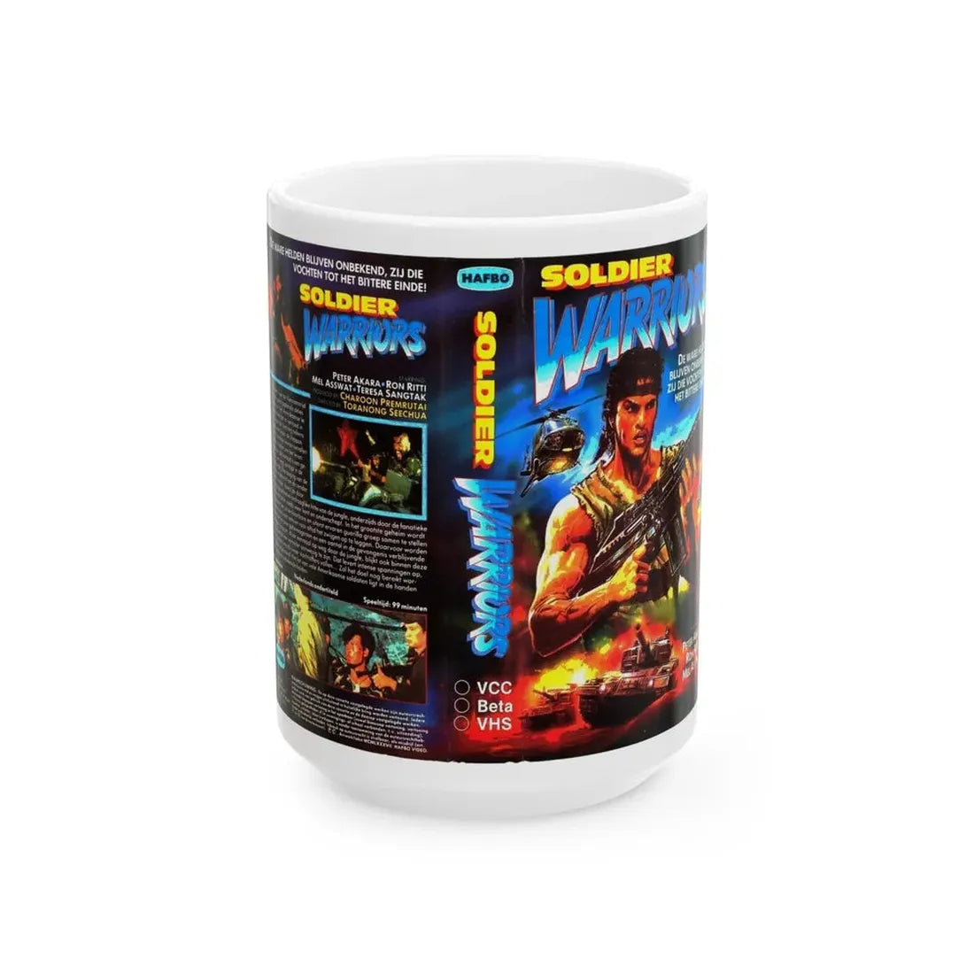 SOLDIER WARRIORS (VHS COVER) - White Coffee Mug 15oz - Go Mug Yourself