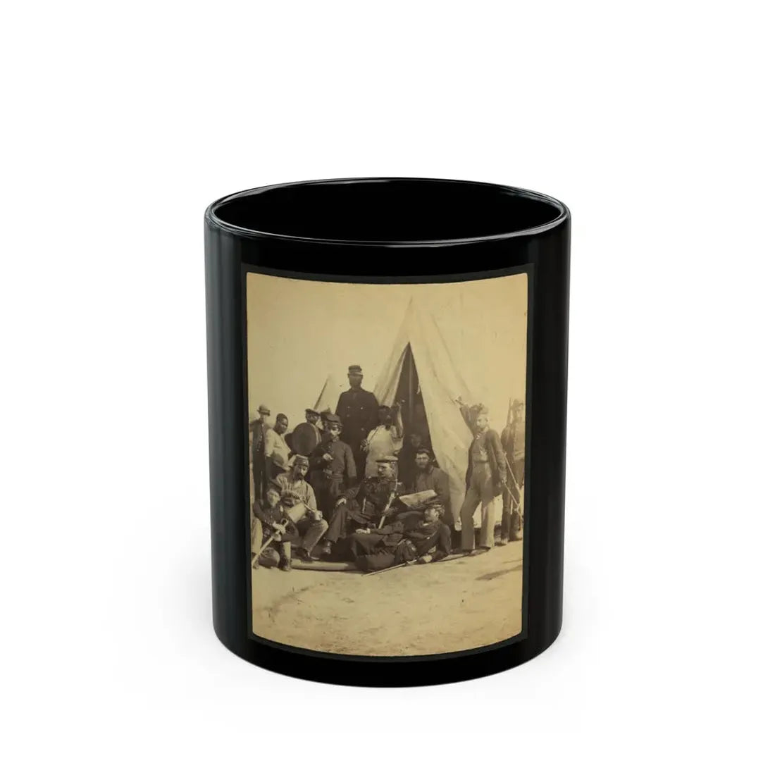 Soldiers Of The 79th New York At Camp (U.S. Civil War) Black Coffee Mug 11oz - Go Mug Yourself