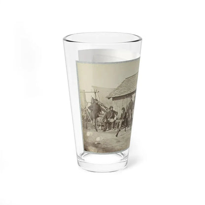 Soldiers Outside A Log Cabin Winter Quarters, Identified As  Pine Cottage (U.S. Civil War) Pint Glass 16oz - Go Mug Yourself
