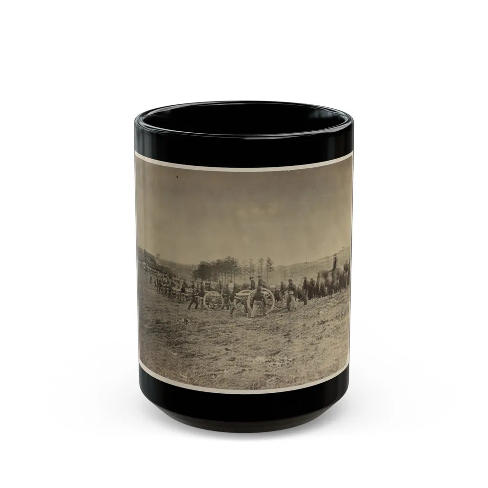 Soldiers Preparing Cannons On The Battlefield (U.S. Civil War) Black Coffee Mug-15oz-Go Mug Yourself