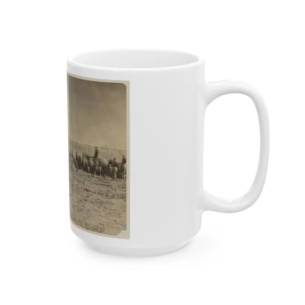 Soldiers Preparing Cannons On The Battlefield (U.S. Civil War) White Coffee Mug-Go Mug Yourself