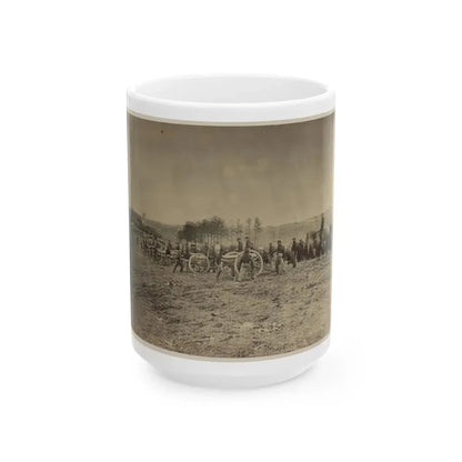 Soldiers Preparing Cannons On The Battlefield (U.S. Civil War) White Coffee Mug 15oz - Go Mug Yourself