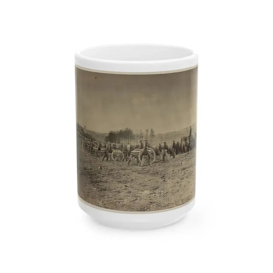 Soldiers Preparing Cannons On The Battlefield (U.S. Civil War) White Coffee Mug 15oz - Go Mug Yourself