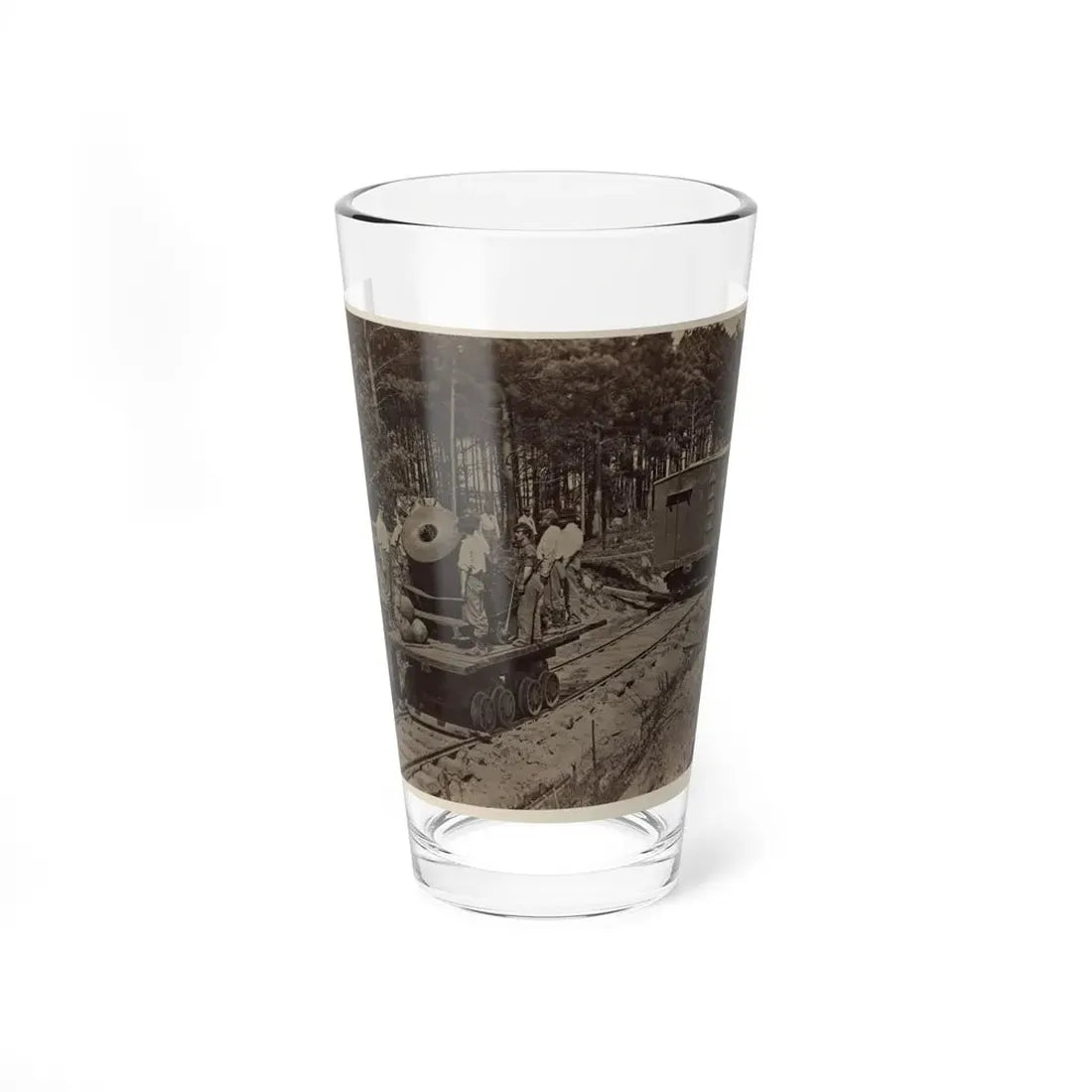 Soldiers With Cannon On Small Railroad Car (U.S. Civil War) Pint Glass 16oz 16oz - Go Mug Yourself