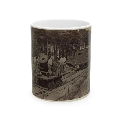 Soldiers With Cannon On Small Railroad Car (U.S. Civil War) White Coffee Mug 11oz - Go Mug Yourself
