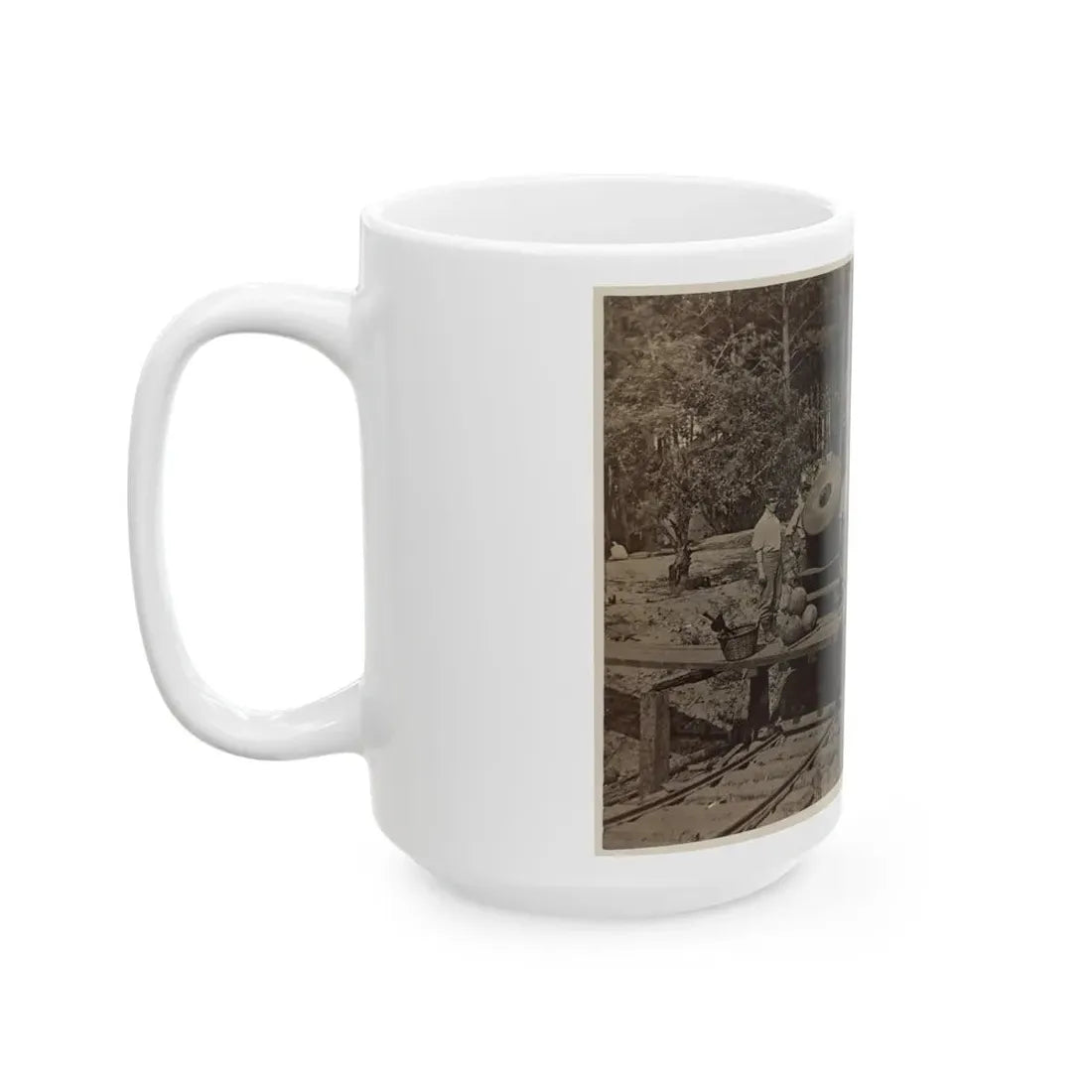 Soldiers With Cannon On Small Railroad Car (U.S. Civil War) White Coffee Mug - Go Mug Yourself