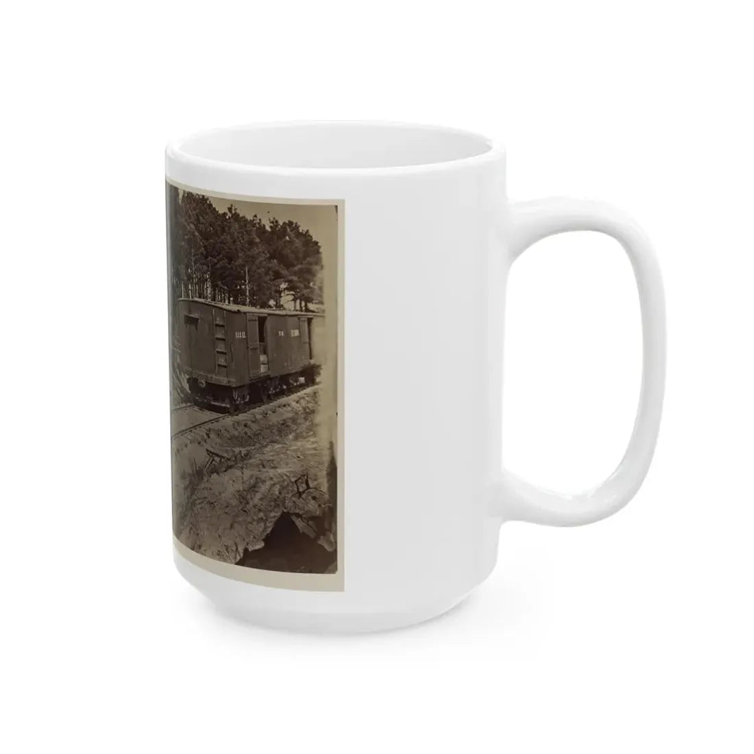 Soldiers With Cannon On Small Railroad Car (U.S. Civil War) White Coffee Mug - Go Mug Yourself