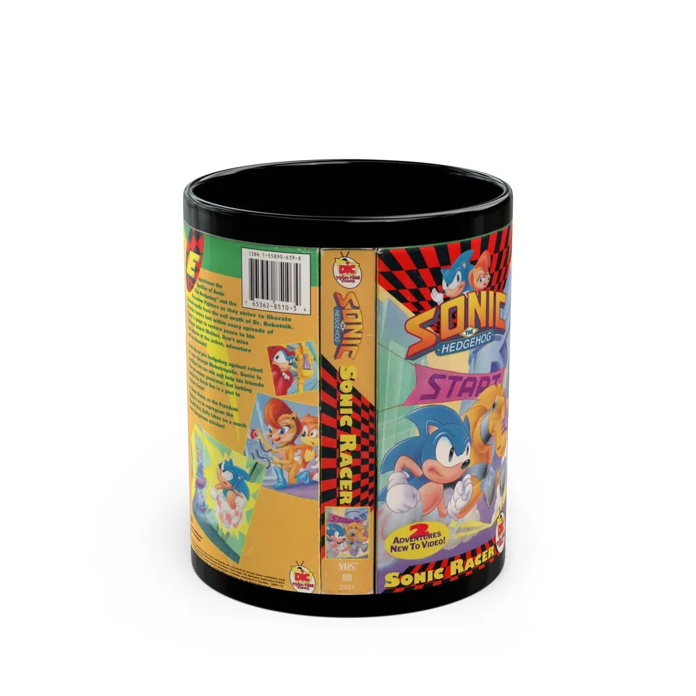 SONIC THE HEDGEHOG SONIC RACER (VHS COVER) - Black Coffee Mug-11oz-Go Mug Yourself