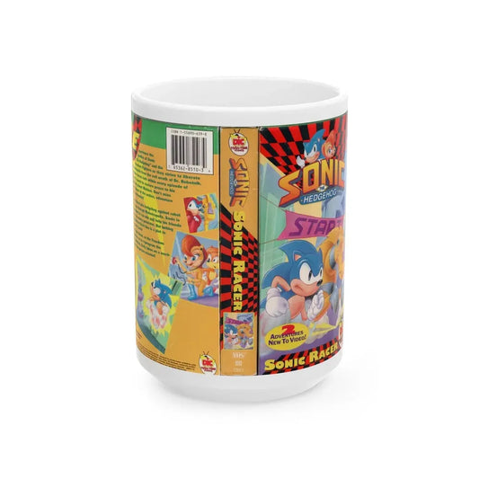 SONIC THE HEDGEHOG SONIC RACER (VHS COVER) - White Coffee Mug 15oz - Go Mug Yourself