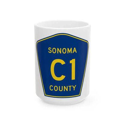 Sonoma County C1 (California) (Road Sign) White Coffee Mug 15oz - Go Mug Yourself