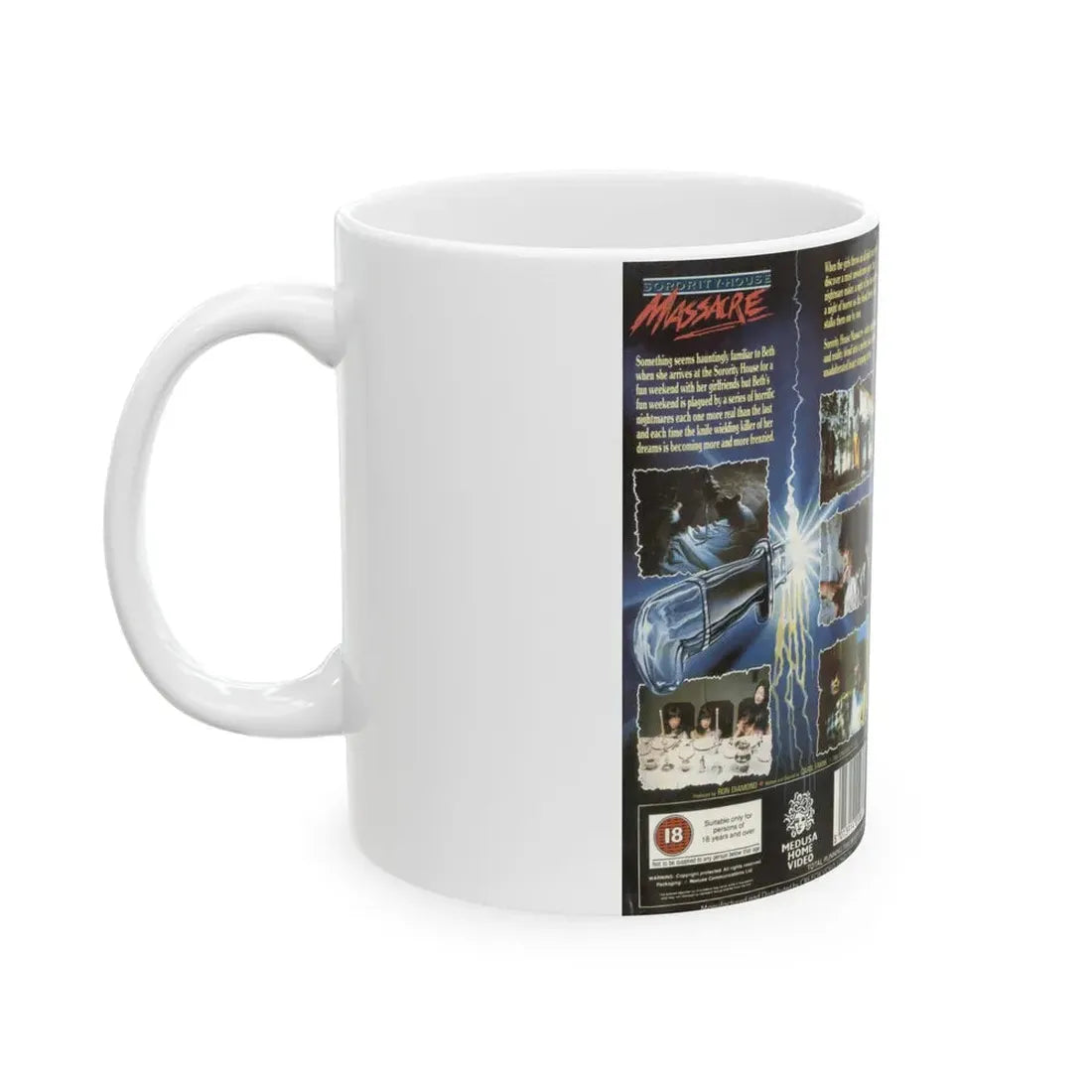 SORORITY HOUSE MASSACRE MEDUSA HOME VIDEO (VHS COVER) - White Coffee Mug - Go Mug Yourself
