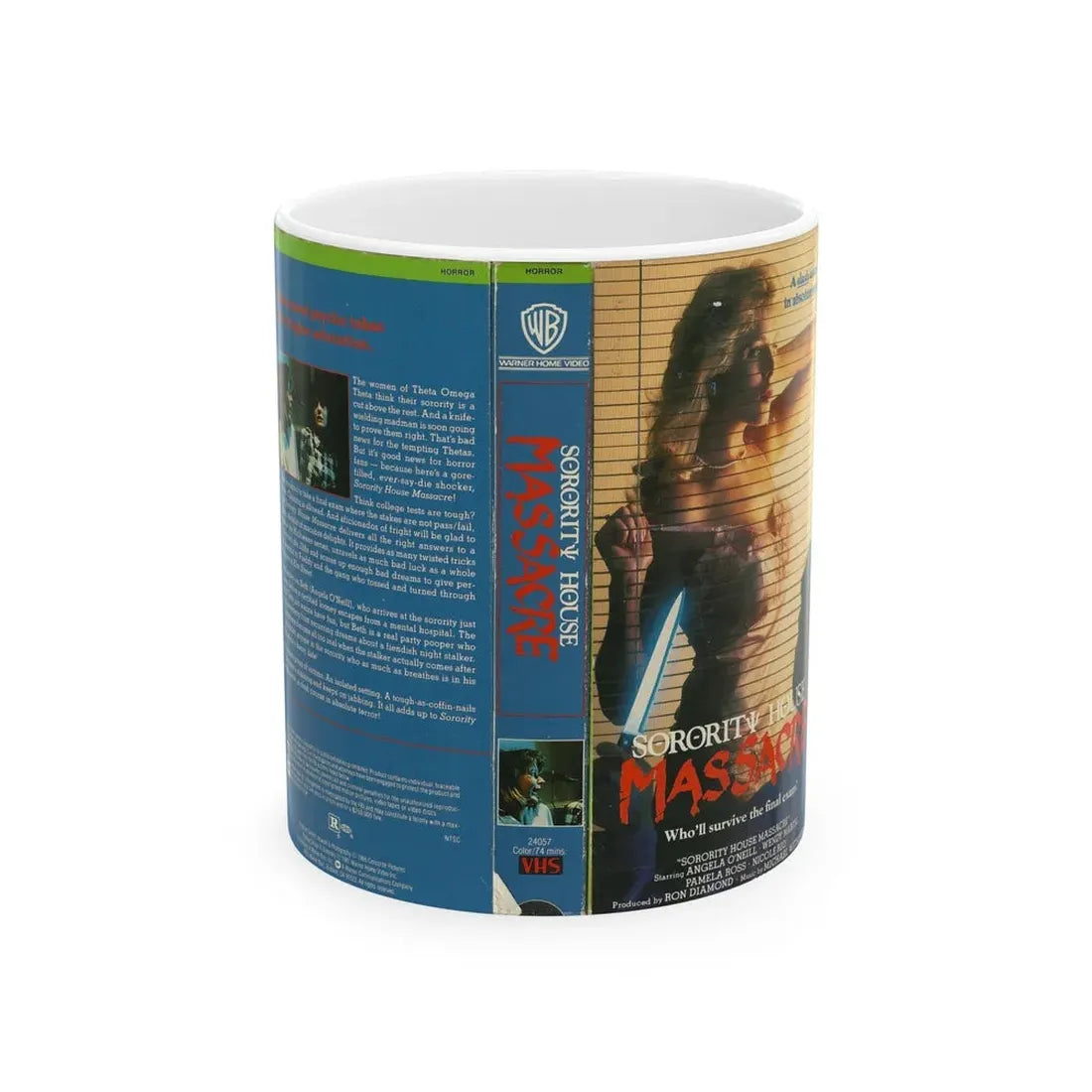 SORORITY HOUSE MASSACRE (VHS COVER) - White Coffee Mug 11oz - Go Mug Yourself