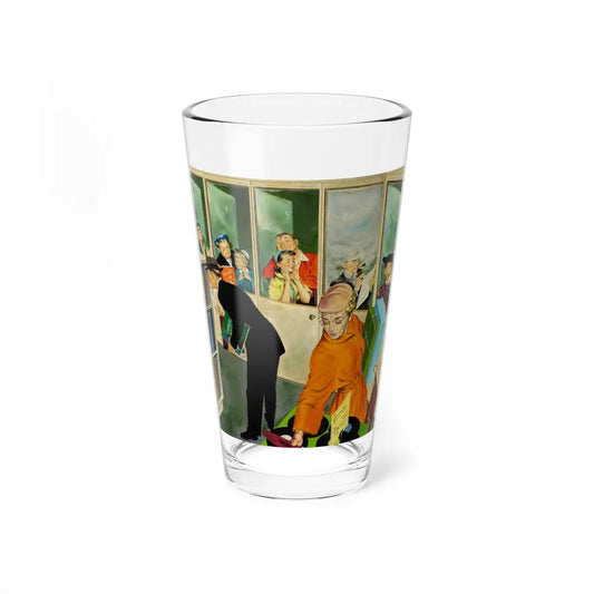 Soundproof Listening Booths, The Saturday Evening Post cover, April 19, 1952 (Magazine Illustration) Pint Glass 16oz 16oz - Go Mug Yourself