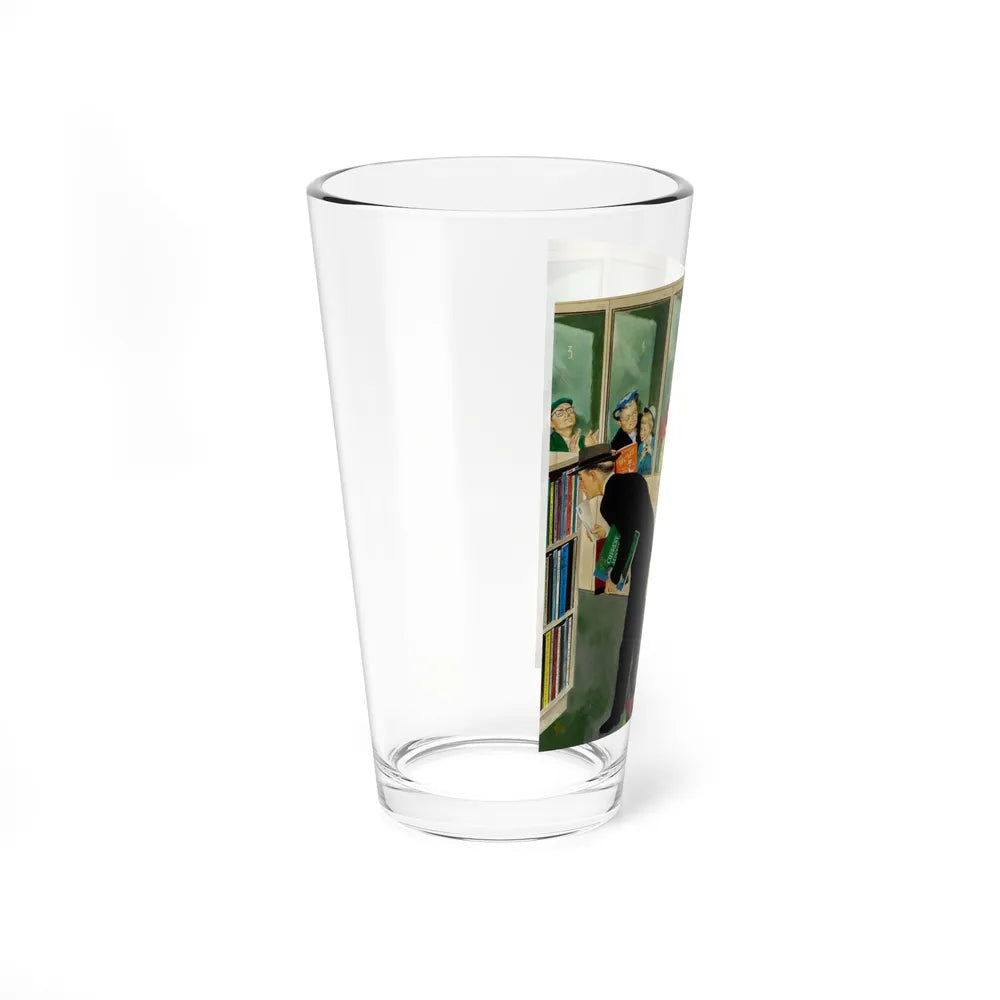 Soundproof Listening Booths, The Saturday Evening Post cover, April 19, 1952 (Magazine Illustration) Pint Glass 16oz - Go Mug Yourself