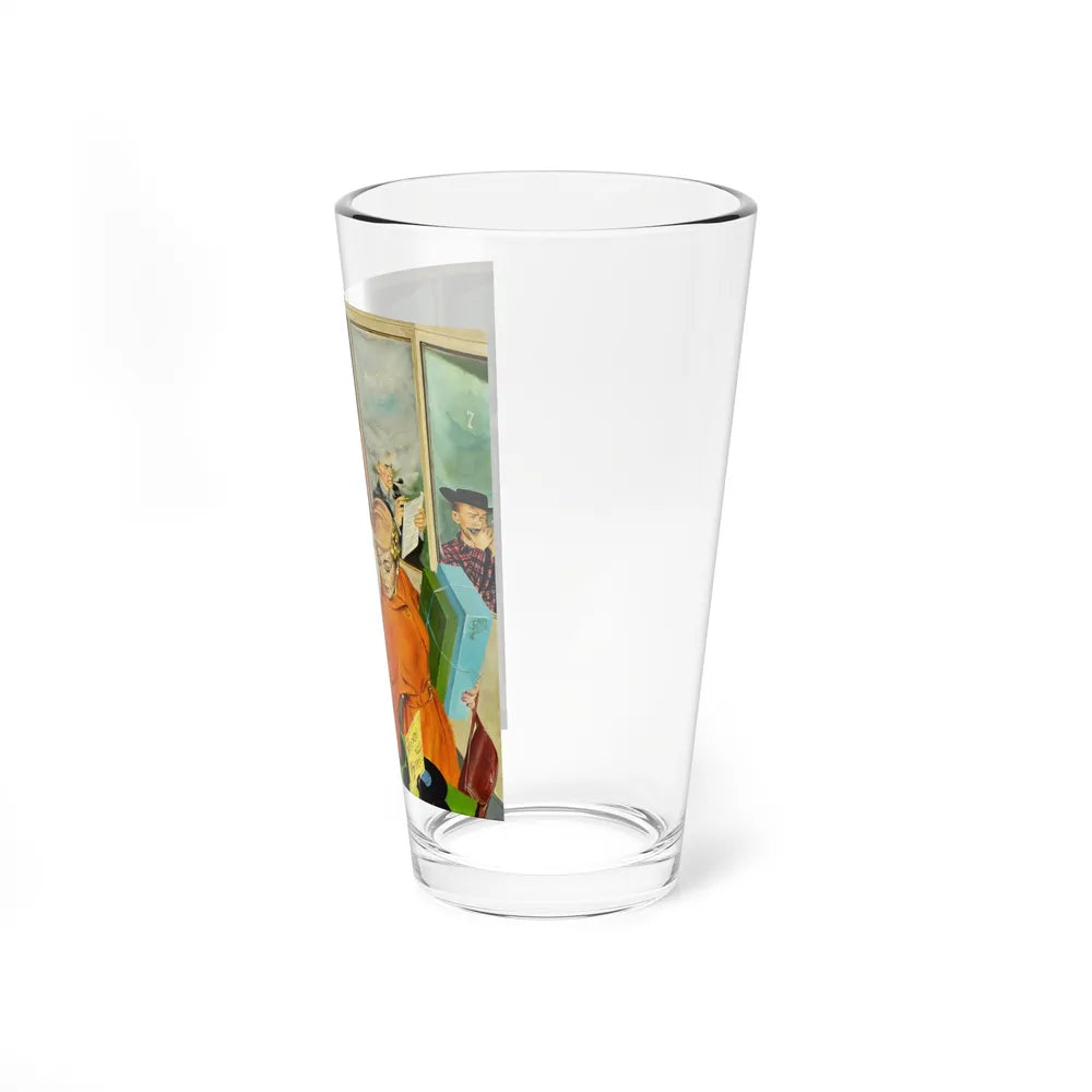 Soundproof Listening Booths, The Saturday Evening Post cover, April 19, 1952 (Magazine Illustration) Pint Glass 16oz - Go Mug Yourself